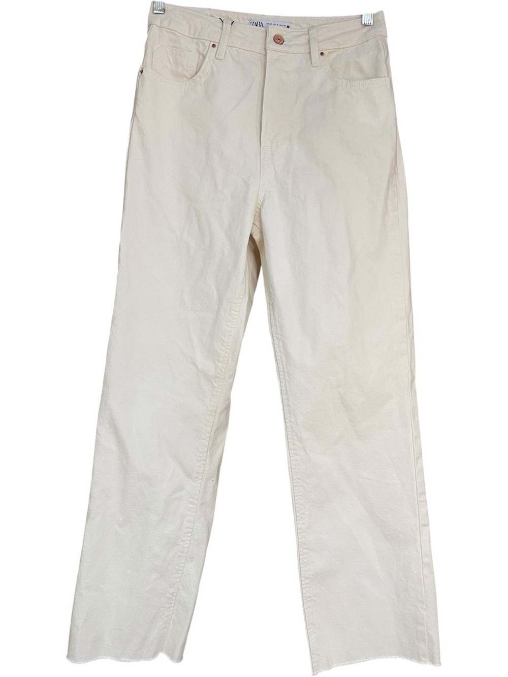 Zara Z1975 High Rise Straight Leg Jeans Ecru